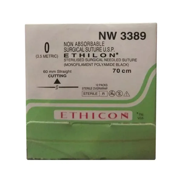 Ethicon Johnson - NW3389P - Ethilon Sutures - NW3389 USP 0, Straight Cutting - 12 Foils Box