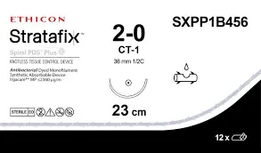 Ethicon Stratafix Spiral PDS Plus Unidirectional Sutures USP 2-0, 36mm 1/2 Circle Taper Point - SXPP1B456