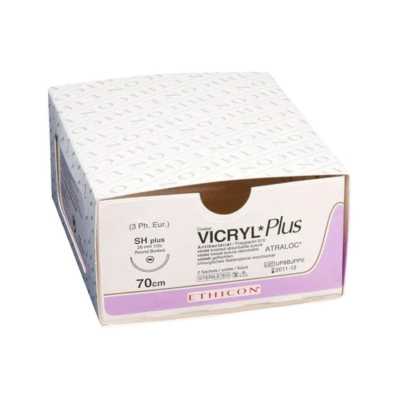 Ethicon Johnson - NW2359P - Vicryl Sutures USP 1, 1/2 Circle Round Body Heavy - NW2359 - 12 Foils Box
