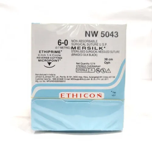 Ethicon Johnson - NW5043 - Mersilk Sutures USP 6-0, 3/8 Circle Reverse Cutting Micropoint NW5043 - 12 Foils Box