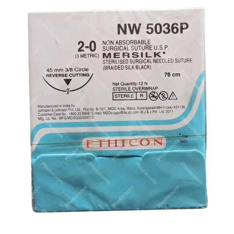 Ethicon Johnson - NW5036P - Mersilk Sutures USP 2-0, 3/8 Circle Reverse Cutting - NW 5036P