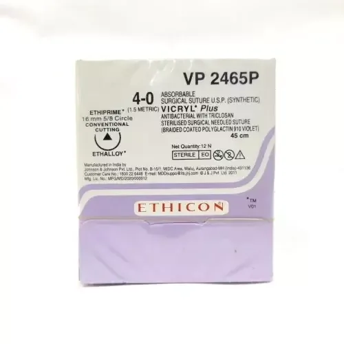 Ethicon Johnson - NW2465P - Vicryl Sutures USP 4-0, 5/8 Circle Cutting - NW2465P - 12 Foils Box