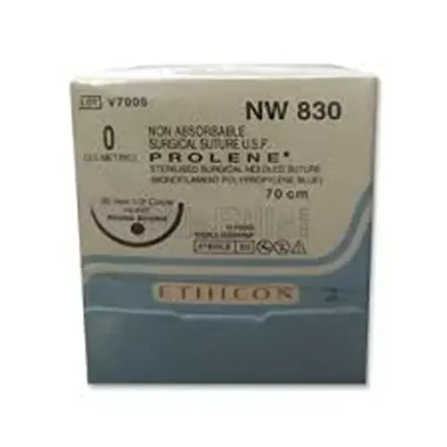 Ethicon Johnson - NW830P - Prolene Sutures USP 0, 1/2 Circle Round Body Heavy NW830 - 12 Foils Box