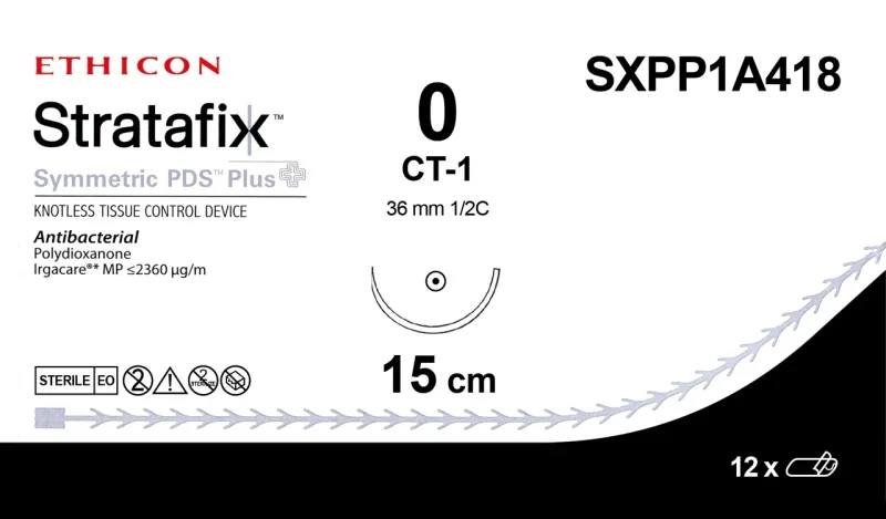 Ethicon Stratafix Symmetric PDS Plus Unidirectional Sutures USP 1, 36 mm 1/2 Circle Taper Point CT-1 - SXPP1A418