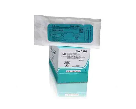 Mersilene Sutures USP 5-0, 1/4Circle Spatulated Micropoint Double NW6578 - 12 Foils Box