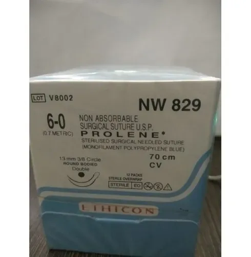 Ethicon Prolene Sutures USP 6-0, 3/8 Circle Round Body Double Needle NW829 - 12Foils Box