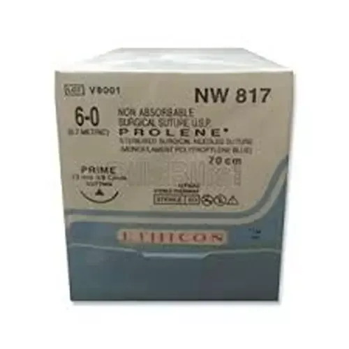 Ethicon Johnson - NW817 - Prolene Sutures USP 6-0, 3/8 Circle Cutting Ethiprime NW817 - 12 Foils Box