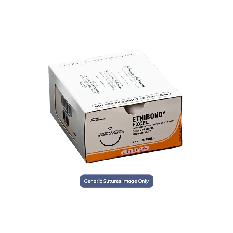 Ethibond Sutures USP 4-0, 1/4 Circle Spatulated Ethalloy Double Needle -12 Foils