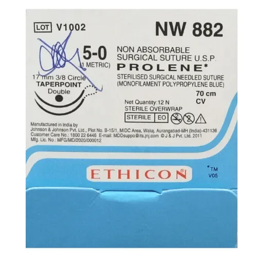 Ethicon Prolene Suture USP 5-0 NW 882, 12 Foils