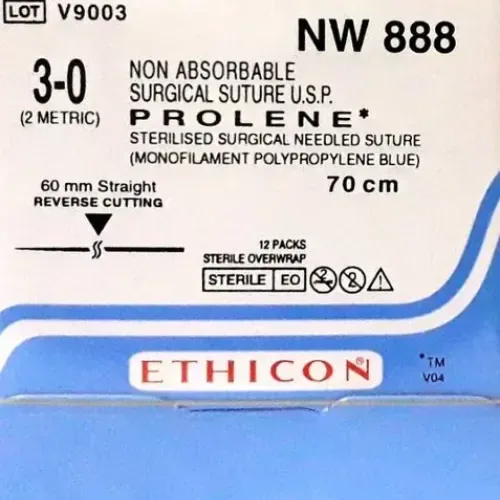 Ethicon Johnson - NW888 - Prolene Sutures USP 3-0, Straight Reverse cutting NW888 -12 Foils Box