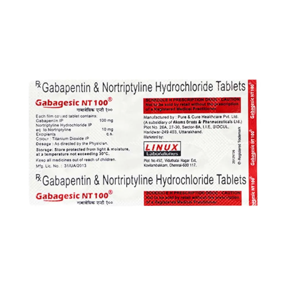 Gabagesic Nt 100/10mg Strip Of 10 Tablets
