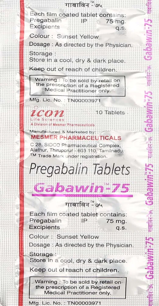 Gabawin 75mg Strip Of 10 Tablets