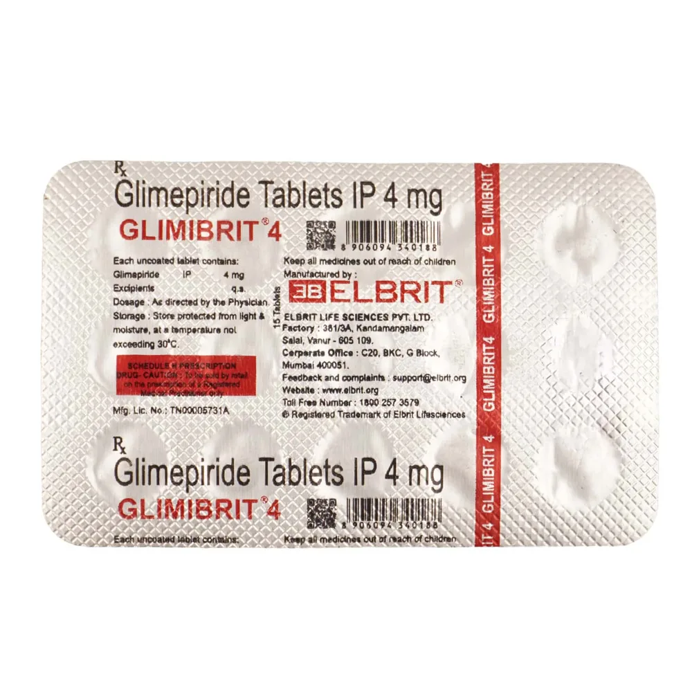 Glimibrit 4mg Strip Of 15 Tablets