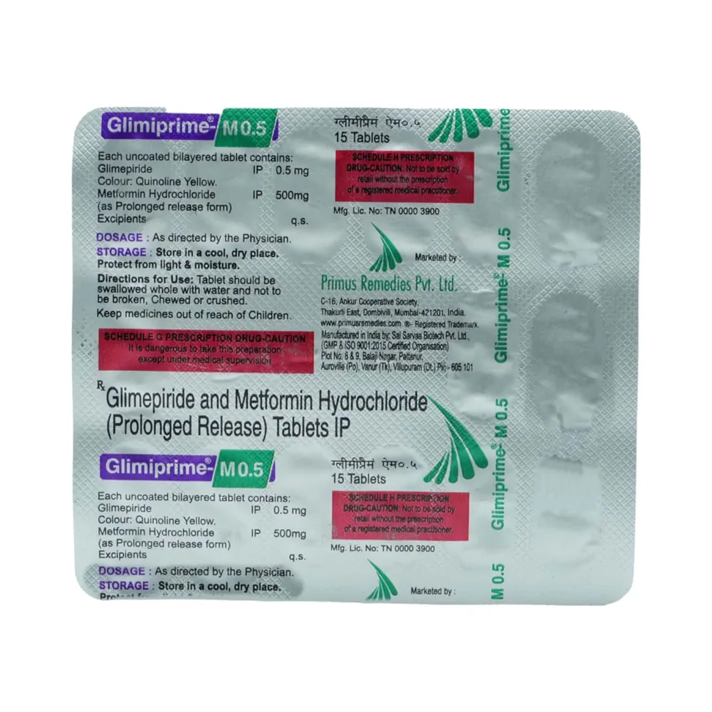 Glimiprime M 0.5mg Strip Of 15 Tablets