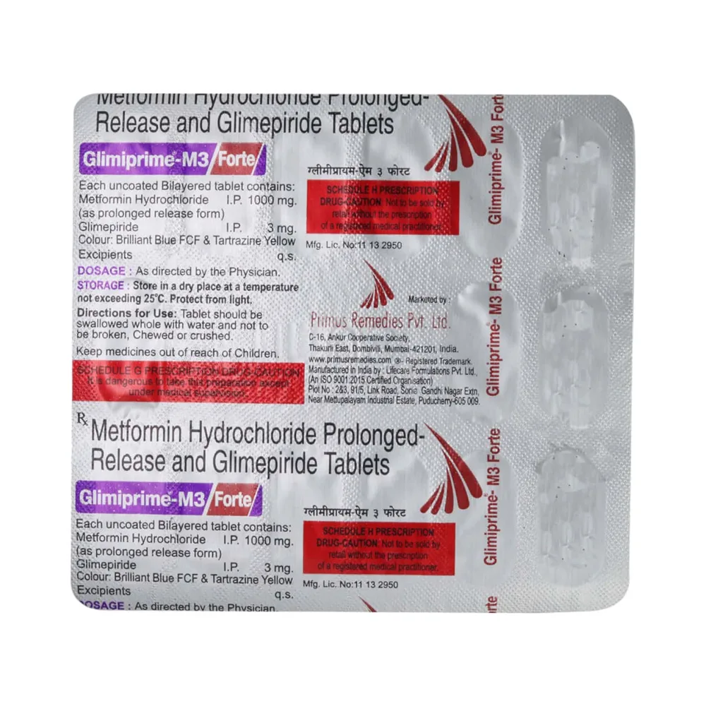 Glimiprime M 3mg Forte Strip Of 15 Tablets