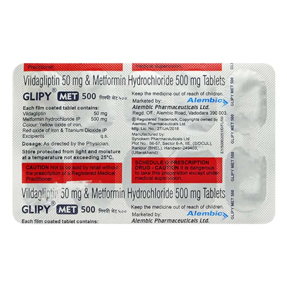 Glipy Met 500mg Strip Of 15 Tablets
