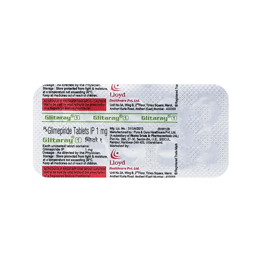 Glitaray 1mg Strip Of 10 Tablets