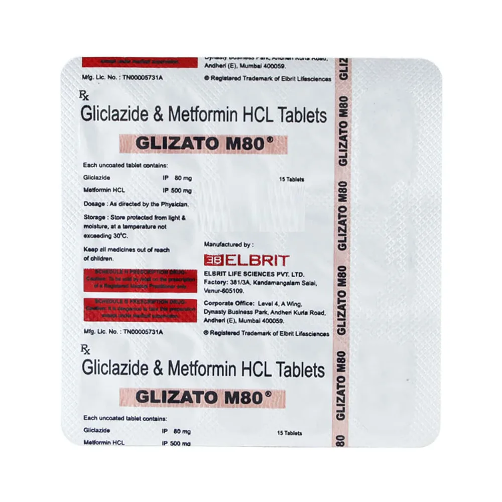 Glizato M 80mg Strip Of 15 Tablets