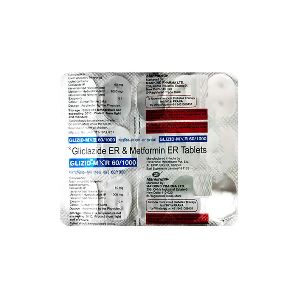 Glizid M Xr 60/1000mg Strip Of 15 Tablets