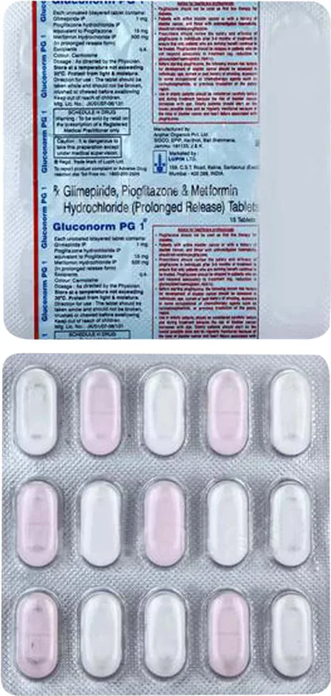 Gluconorm Pg 1mg Strip Of 15 Tablets