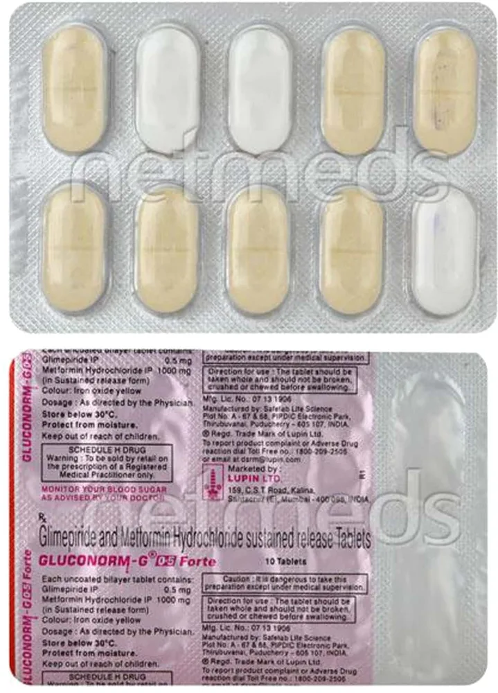 Gluconorm G Forte 0.5mg Strip Of 15 Tablets