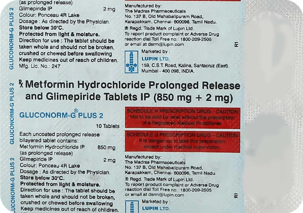 Gluconorm G Plus 2mg Strip Of 10 Tablets