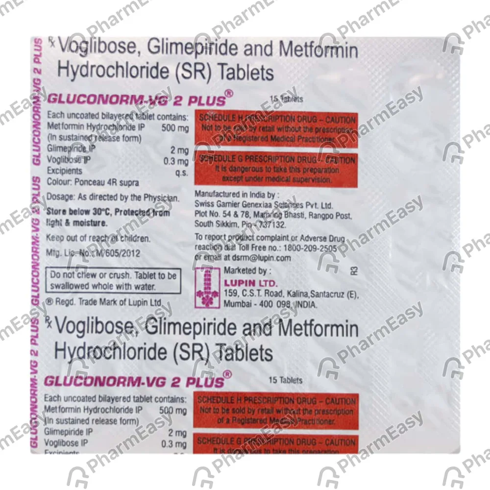 Gluconorm Vg 2mg Plus Strip Of 15 Tablets