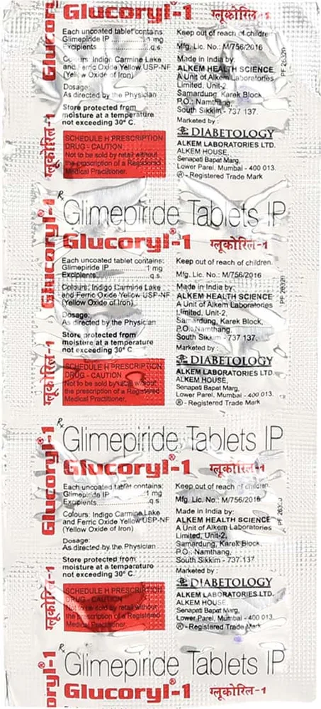 Glucoryl 1mg Strip Of 10 Tablets