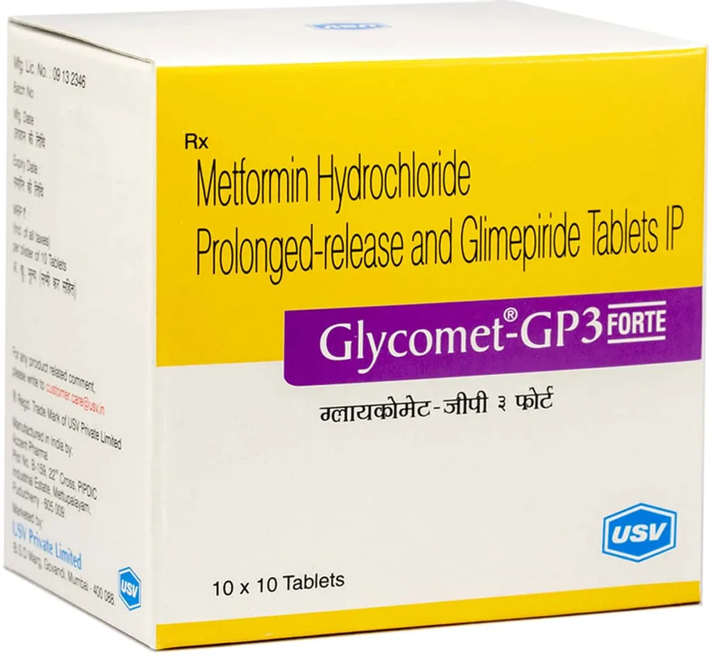 Glycomet Gp 3/1000mg Forte Strip Of 10 Tablets