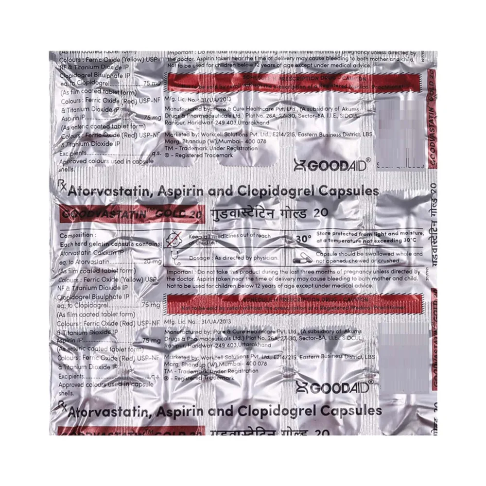 Goodvastatin Gold 20mg Strip Of 15 Capsules