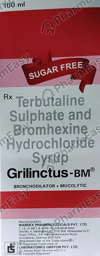 Grilinctus Bm Sugar Free Bottle Of 100ml Syrup