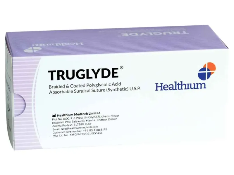 Healthium - Sutures India - SN2518 - Truglyde 1-0 SN-2518 -12 Foils Box