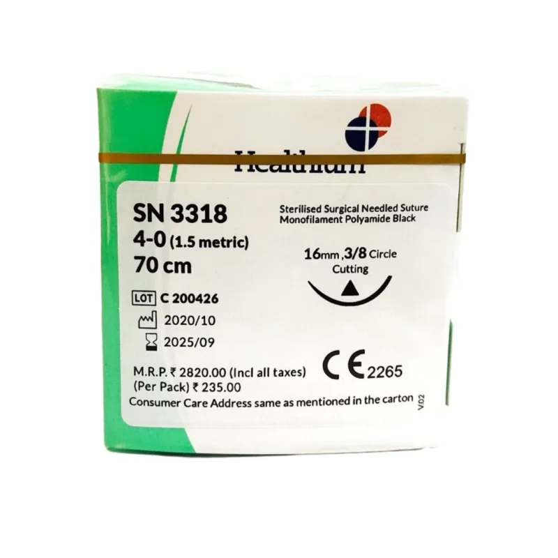 Healthium - Sutures India - SN3318 - Trulon USP 4-0 SN 3318 -12 Foils