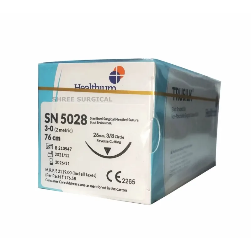 Healthium - Sutures India - SN5028 - Trusilk 3-0 - SN 5028 - 12 Foils Box