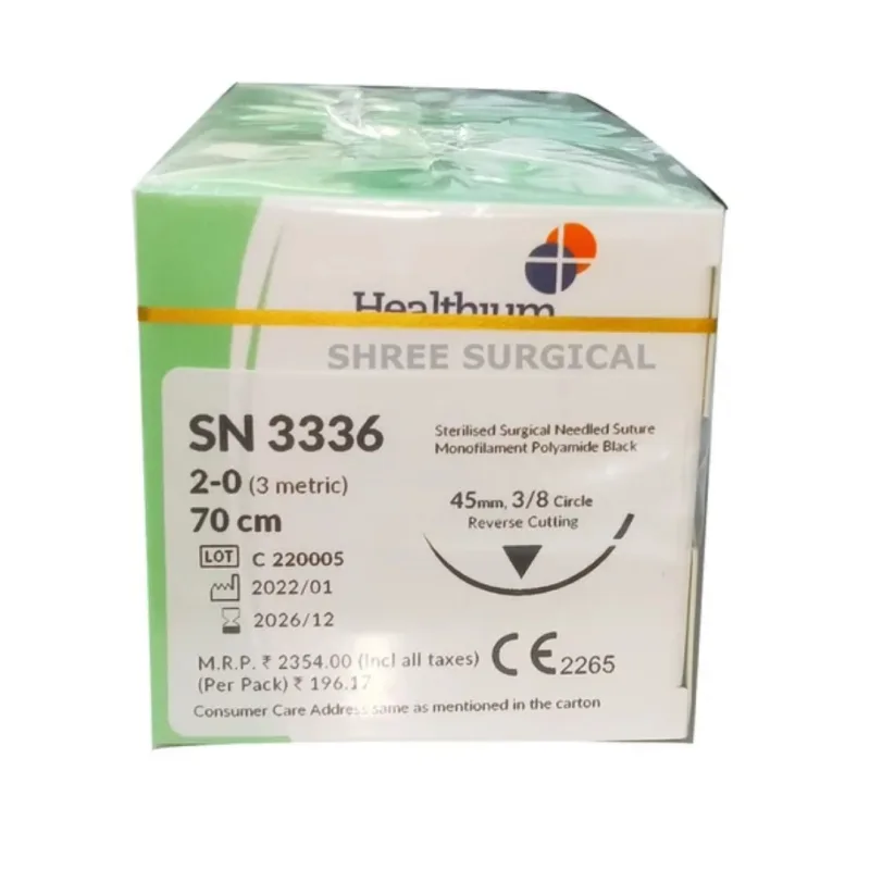 Healthium - Sutures India - SN3336 - Trulon USP 2-0 SN 3336 - 12 Foils Box
