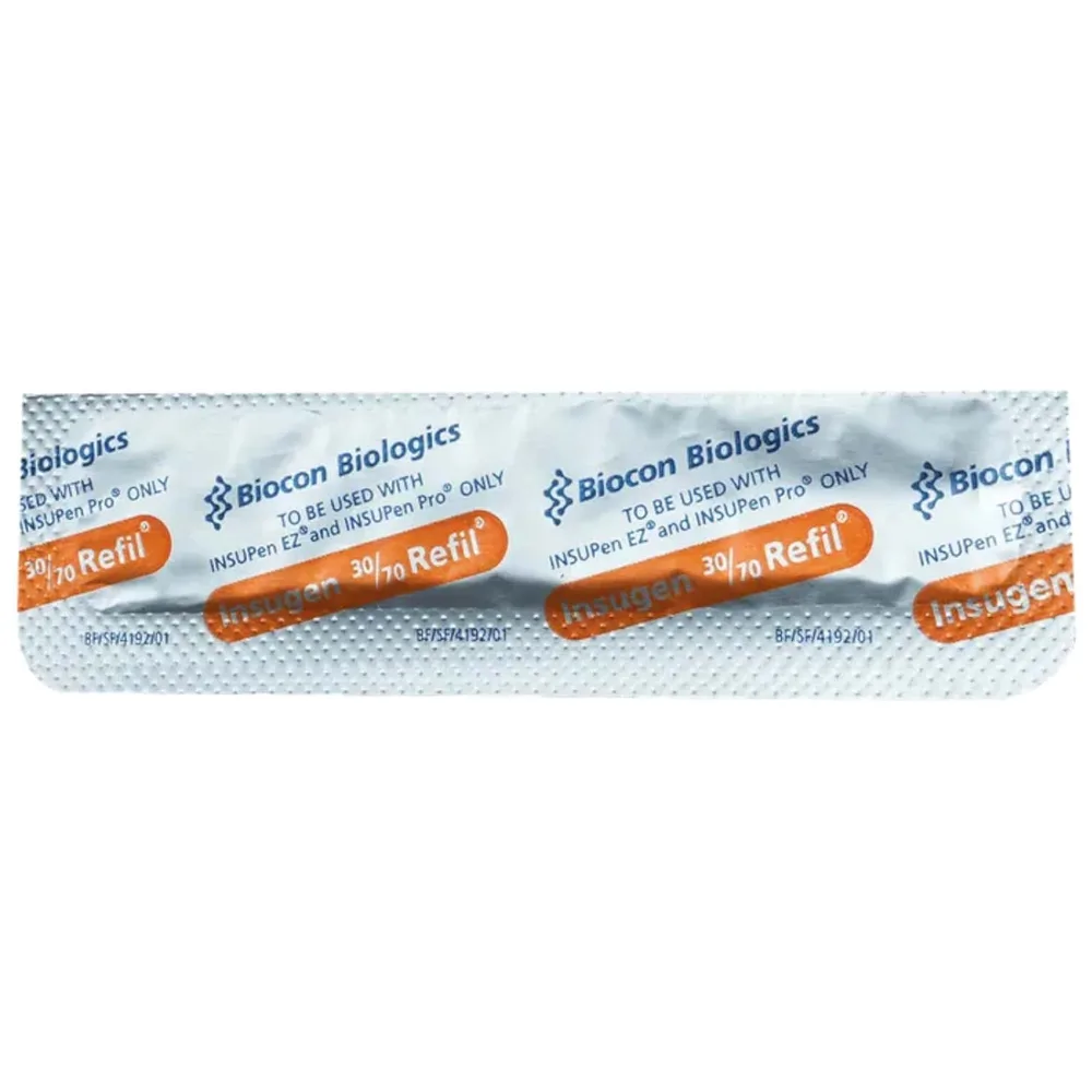 Insugen 30/70 Refil 100iu Cartridge Of 3ml Suspension For Injection