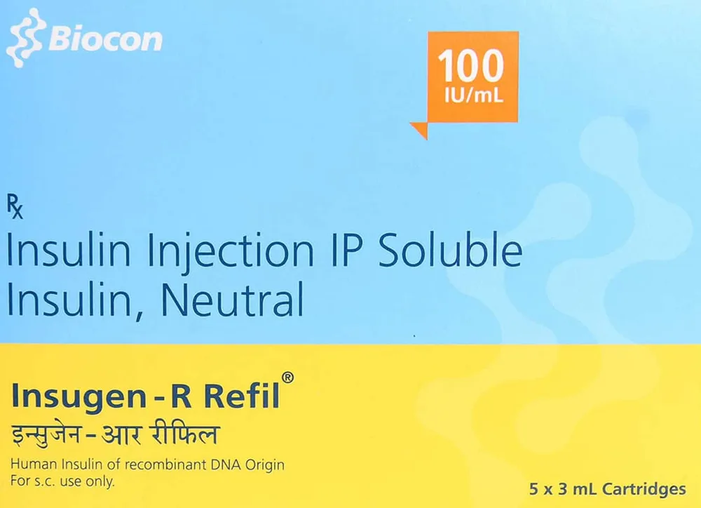 Insugen R Refil 100iu Cartridge Of 3ml Solution For Injection