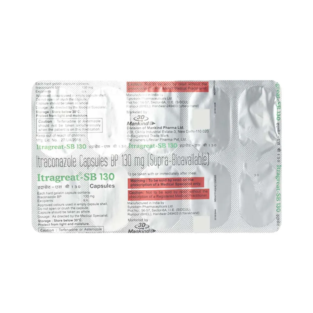 Itragreat Sb 130mg Strip Of 10 Capsules