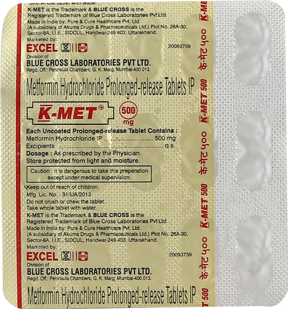 K Met 500mg Strip Of 15 Tablets