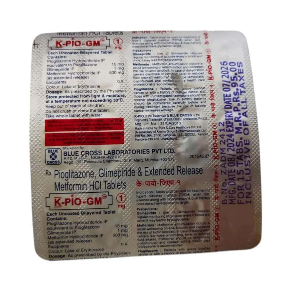 K Pio Gm 1mg Strip Of 15 Tablets