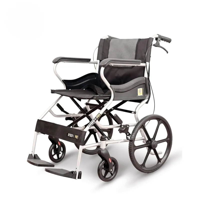Karma Ryder-1 Pro Manual Wheelchair | Attendant-Driven | Lightweight, Foldable, Travel-Friendly | Double Cross-Bar Mild Steel Frame