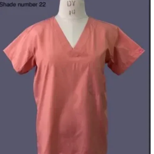 KCM Hospital Scrub Suit For Doctors - Unisex V-Neck ( Coral Pink ) Ref- 22