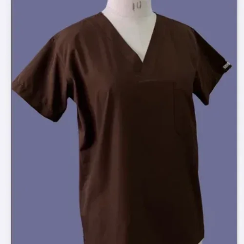 KCM Hospital Scrub Suit For Doctors - Unisex V-Neck ( Brown ) Ref -02