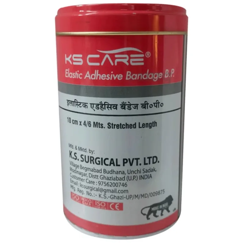KS Care Elastic Adhesive B.P. Crepe Bandage 10cm x 4/6 mts
