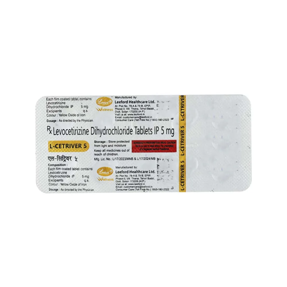 L Cetriver 5mg Strip Of 10 Tablets
