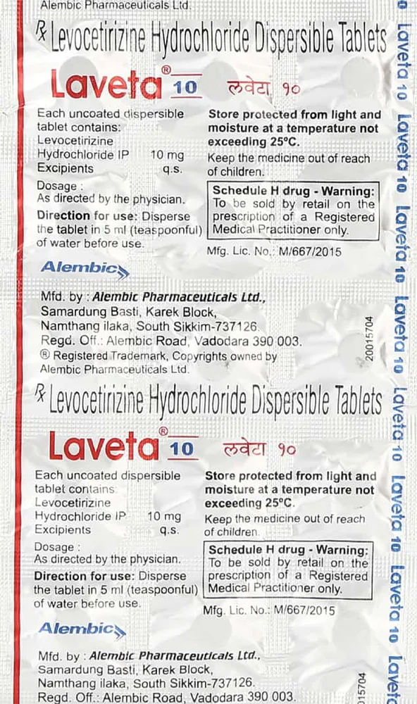 Laveta 10mg Strip Of 15 Tablets