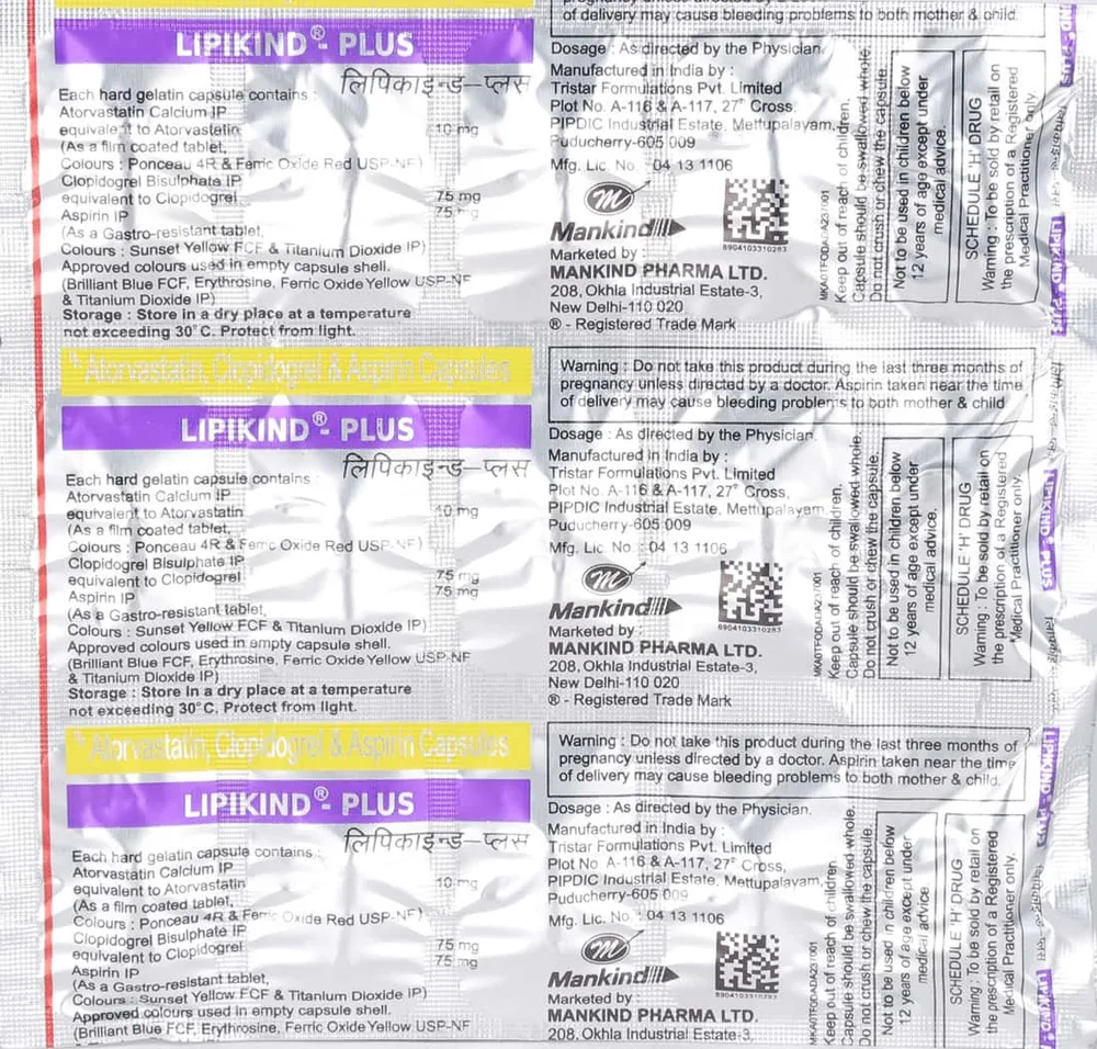 Lipikind Plus 75/10/75mg Strip Of 15 Capsules
