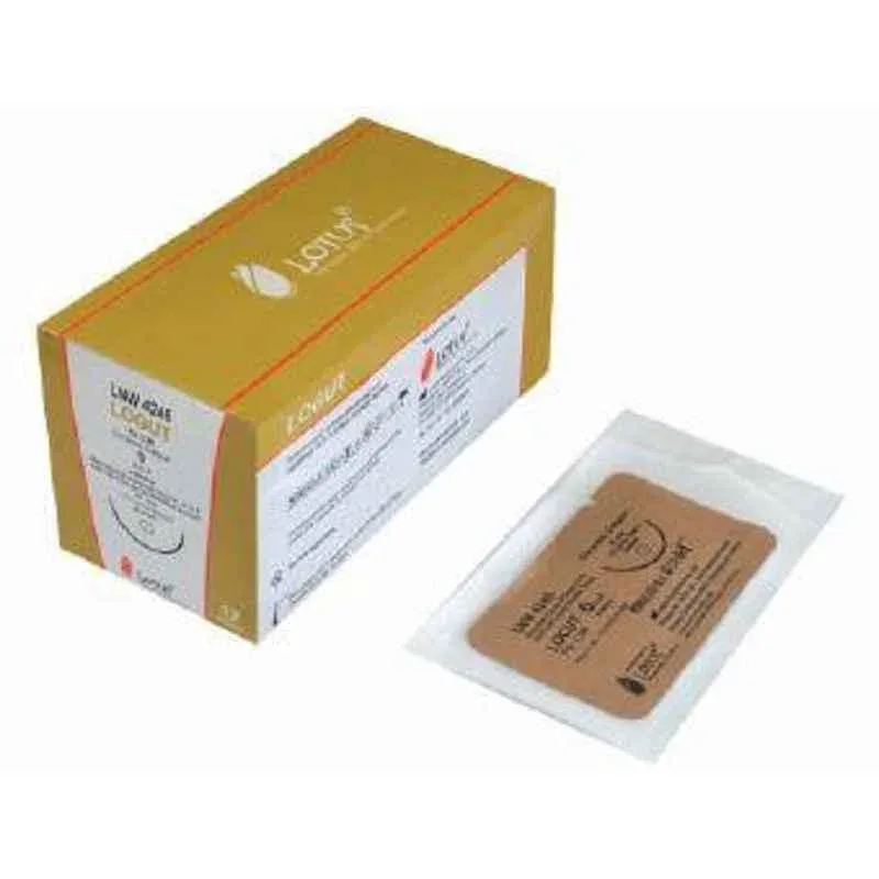 Lotus - LNW4276 - Logut Suture -Catgut Type- USP 0-152cm-1/2 Circle Round Bodied & 1/2Circle Reverse Cutting 45mm Needle - LNW4276 - 12 Pcs