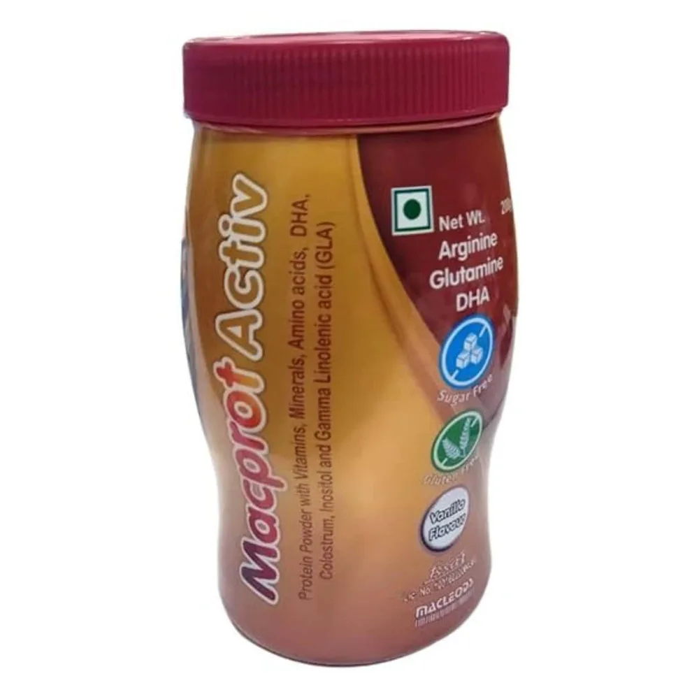 Macprot Active Vanilla Flavour Sugar Free Jar Of 200gm Powder