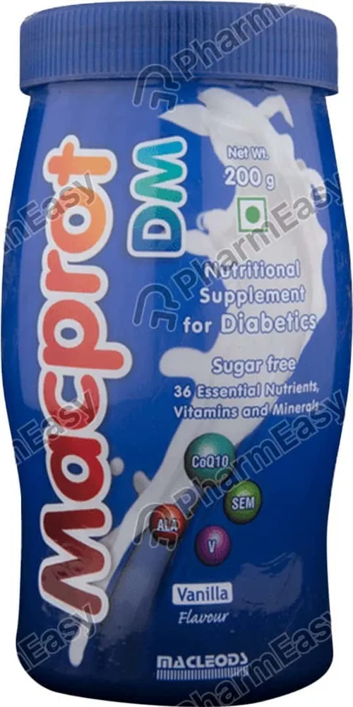 Macprot Dm Vanilla Flavour Sugar Free Jar Of 200gm Powder